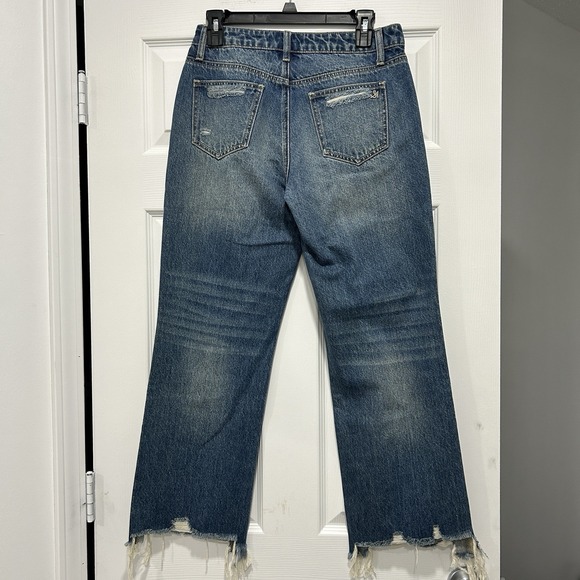 NWT‎ Special A Women's Size 3 Mid Rise Button Up Jeans Dark Wash Distressed Hem - Picture 6 of 11